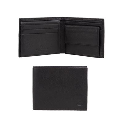 Black grained leather embossed logo wallet